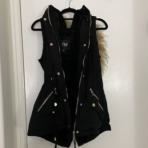 EUC black and gold hooded vest